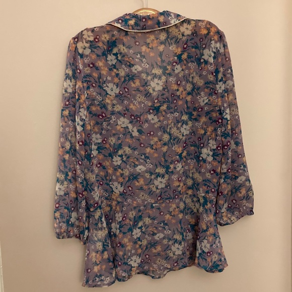ModCloth | lavender floral chiffon peplum xs rare - Picture 6 of 13